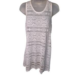 West Loop White Lace Swimsuit Coverup T back SZ SM